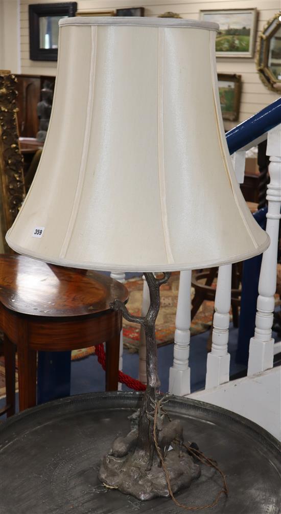 An American bronze stag centrepiece, later converted to a lamp